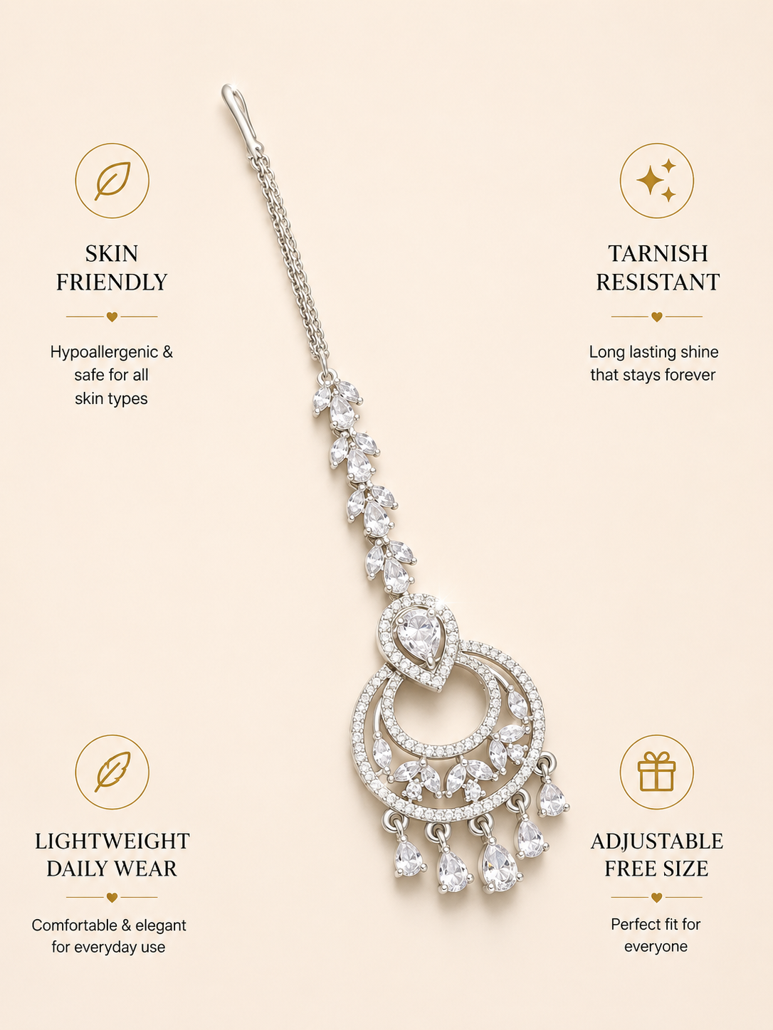Abdesigns Silver Plated American Diamond Maantikka