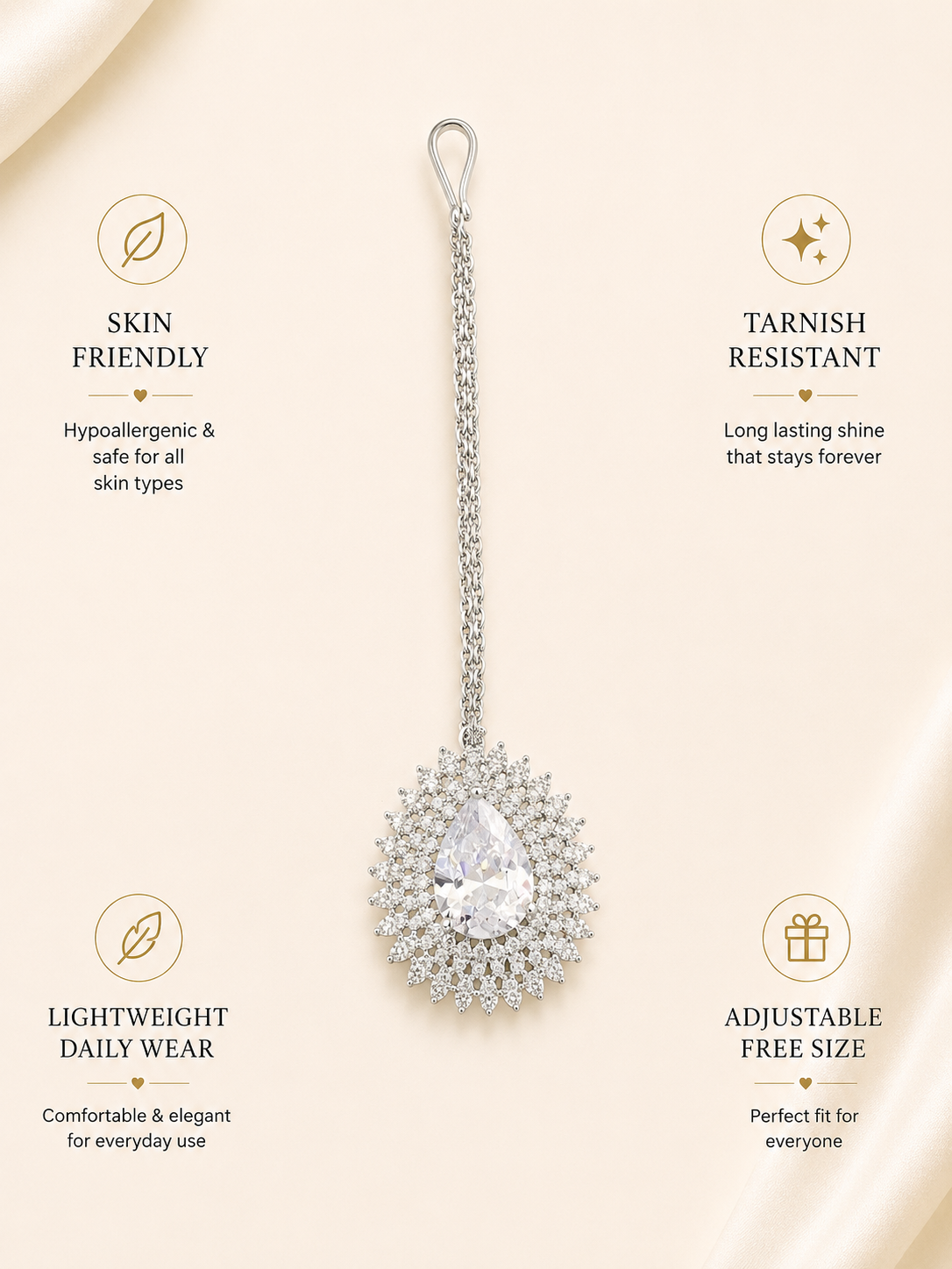 Abdesigns Wedding Gold Drop CZ Maangtikka