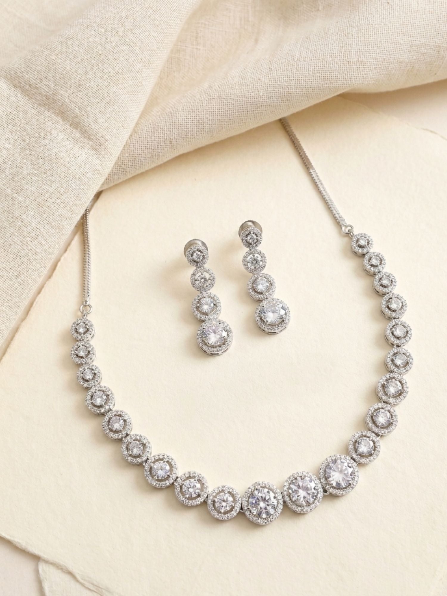Luxury American Diamond Necklace Set with Earrings