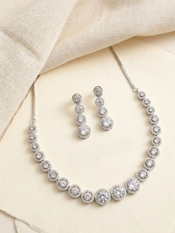 Luxury American Diamond Necklace Set with Earrings