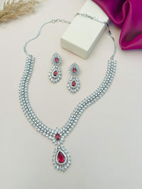Thumbnail for Silver Plated American Diamond Necklace