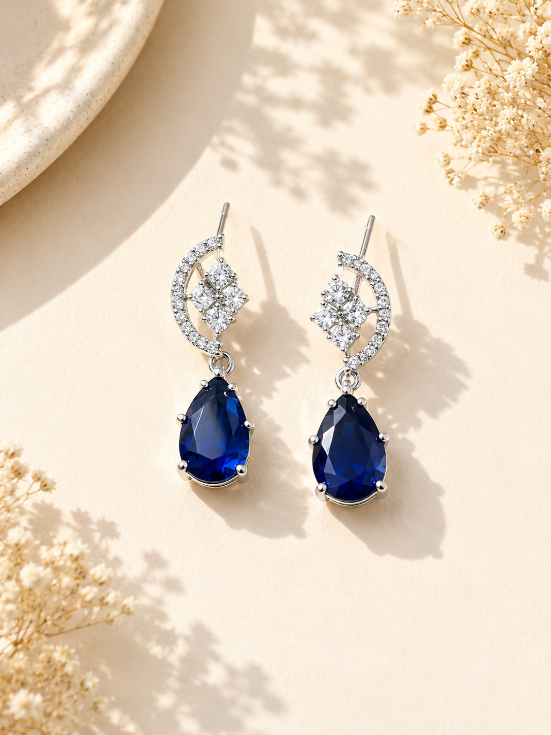 Royal Blue American Diamond Necklace Set Regal Glam | Abdesigns