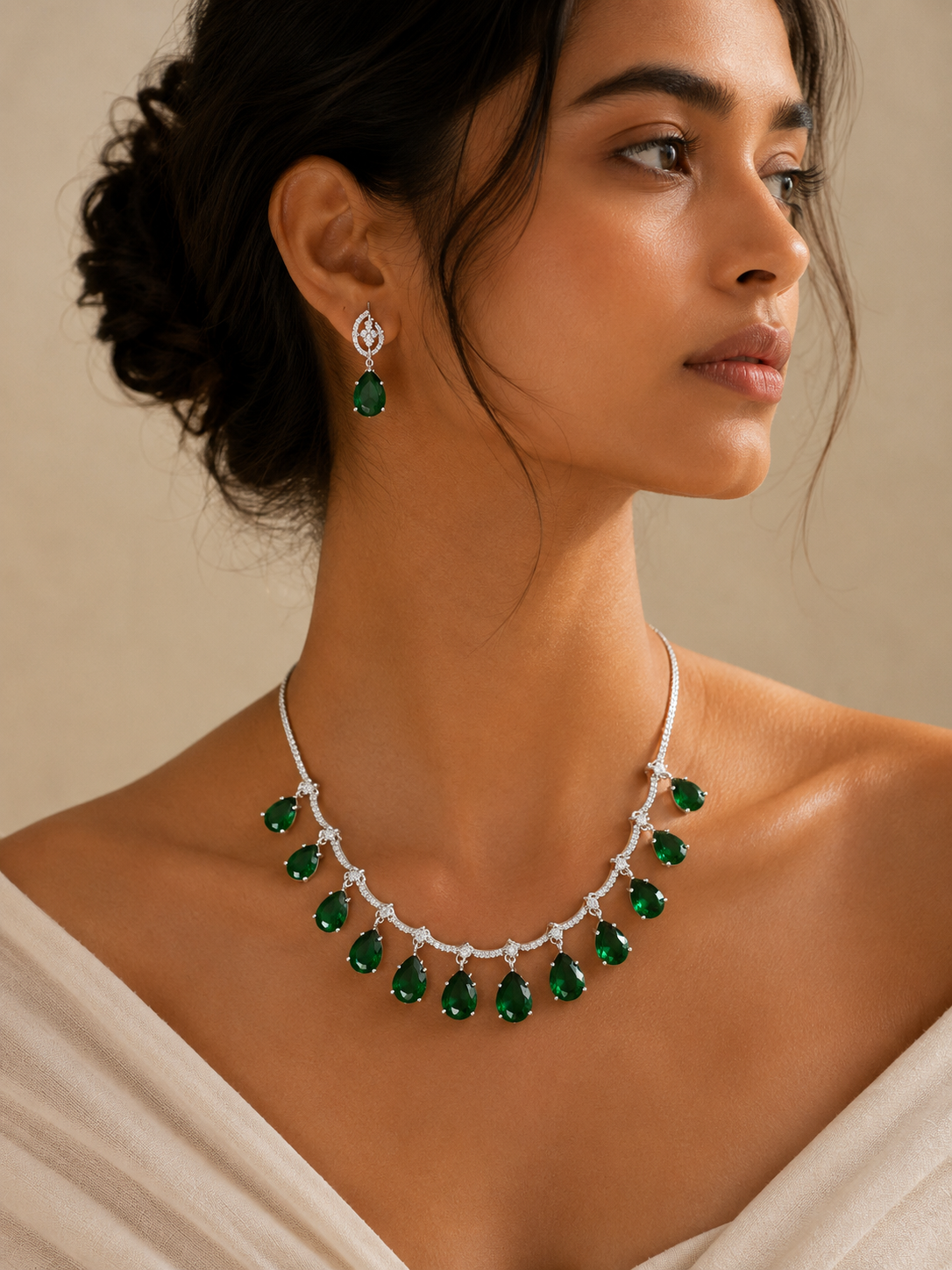 Royal Blue American Diamond Necklace Set Regal Glam | Abdesigns