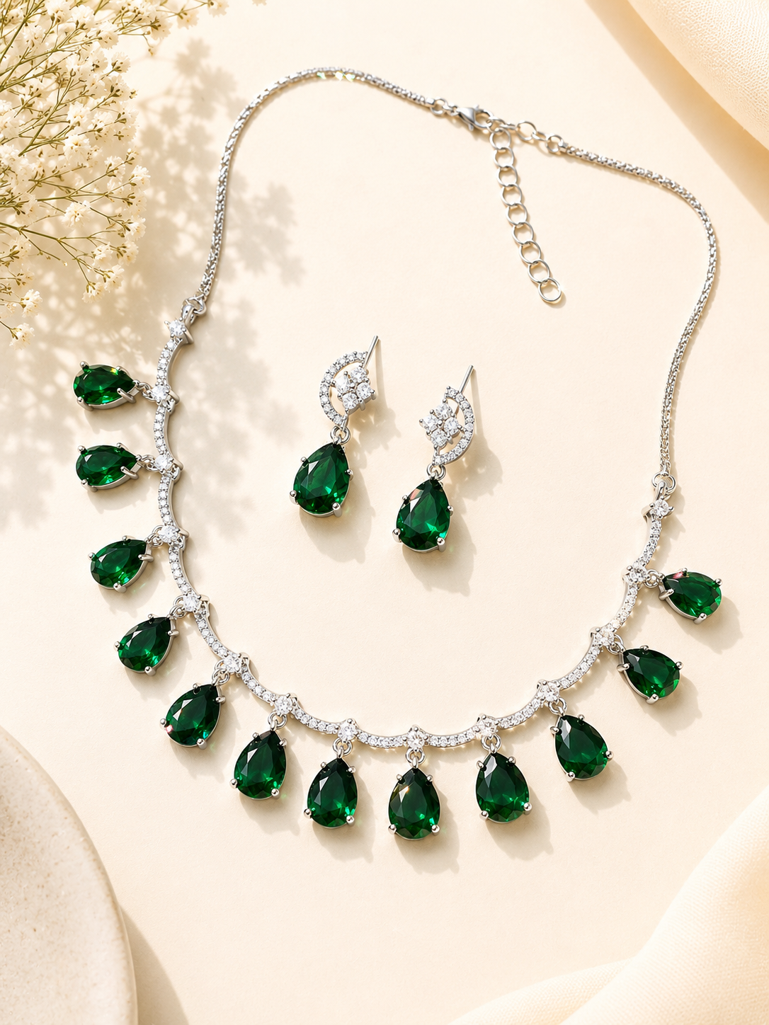 Royal Blue American Diamond Necklace Set Regal Glam | Abdesigns