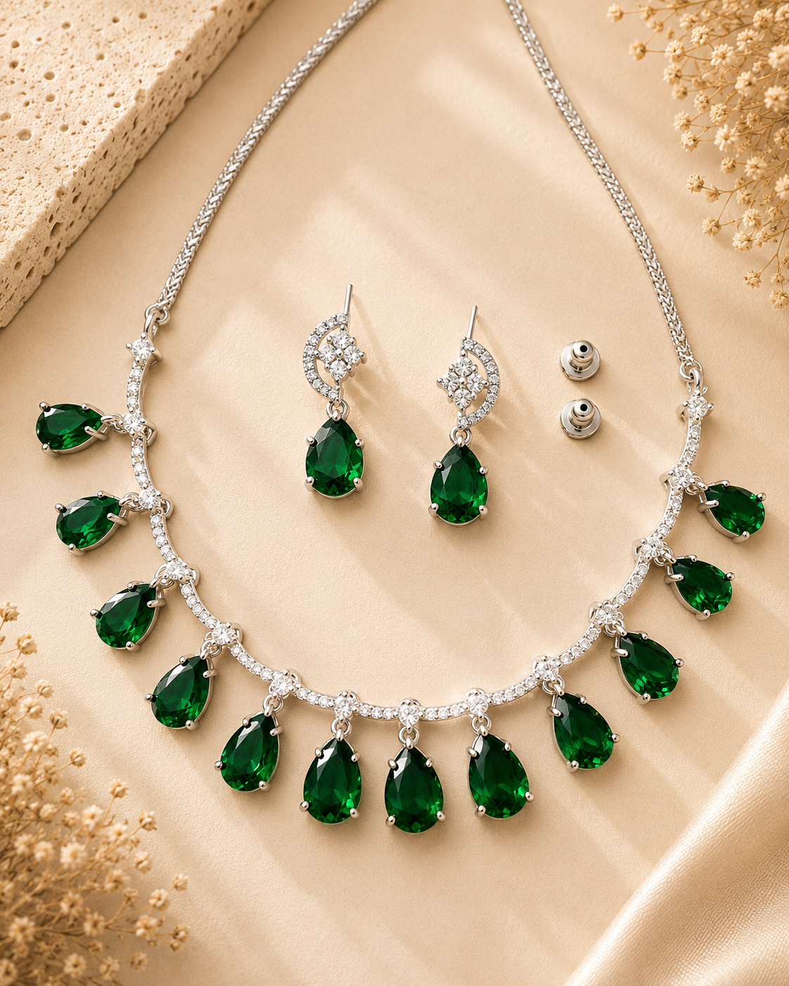 Royal Blue American Diamond Necklace Set Regal Glam | Abdesigns