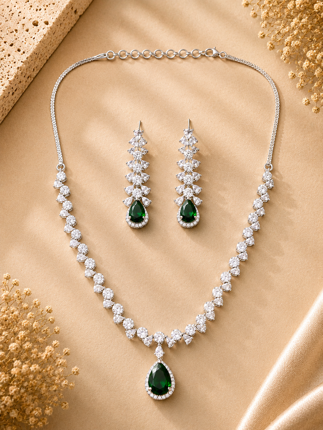 Ruby Red American Diamond Necklace Set – Regal Glam | Abdesigns