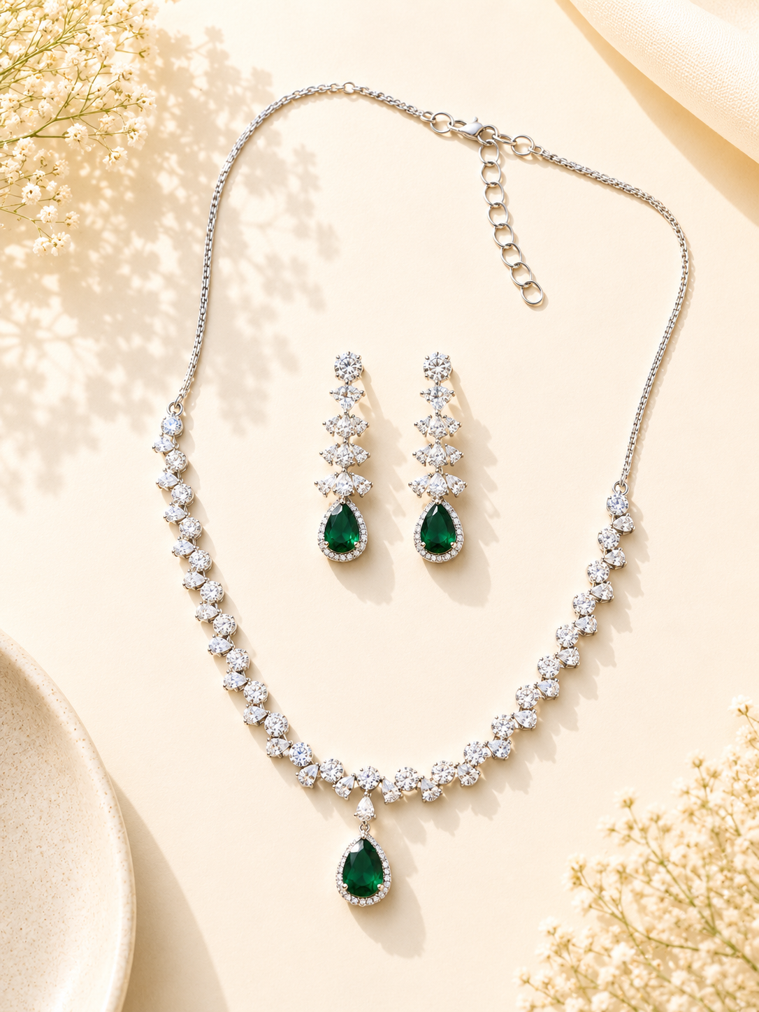 Ruby Red American Diamond Necklace Set – Regal Glam | Abdesigns