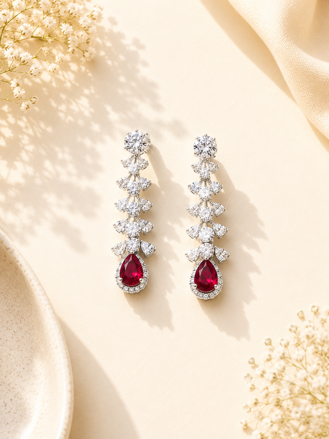 Ruby Red American Diamond Necklace Set – Regal Glam | Abdesigns
