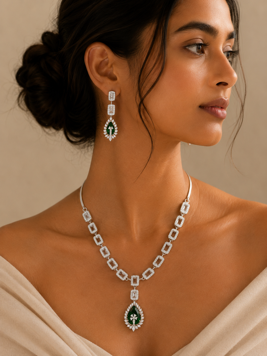Ruby Diamond Look Necklace Set – Sparkling Party Glam | Abdesigns