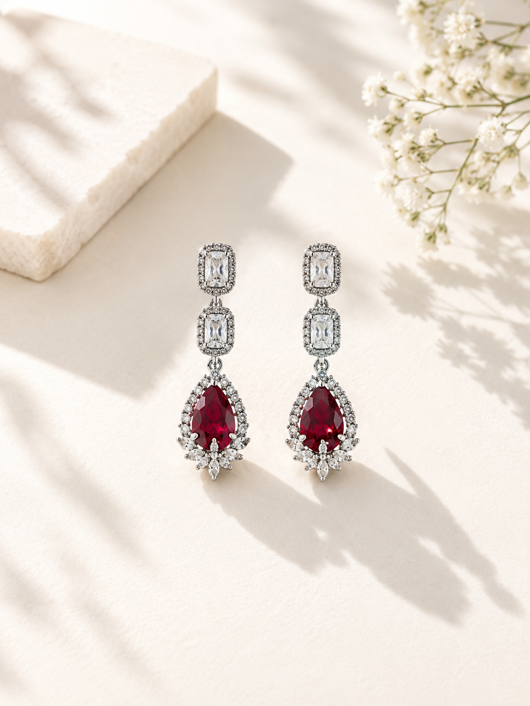 Ruby Diamond Look Necklace Set – Sparkling Party Glam | Abdesigns