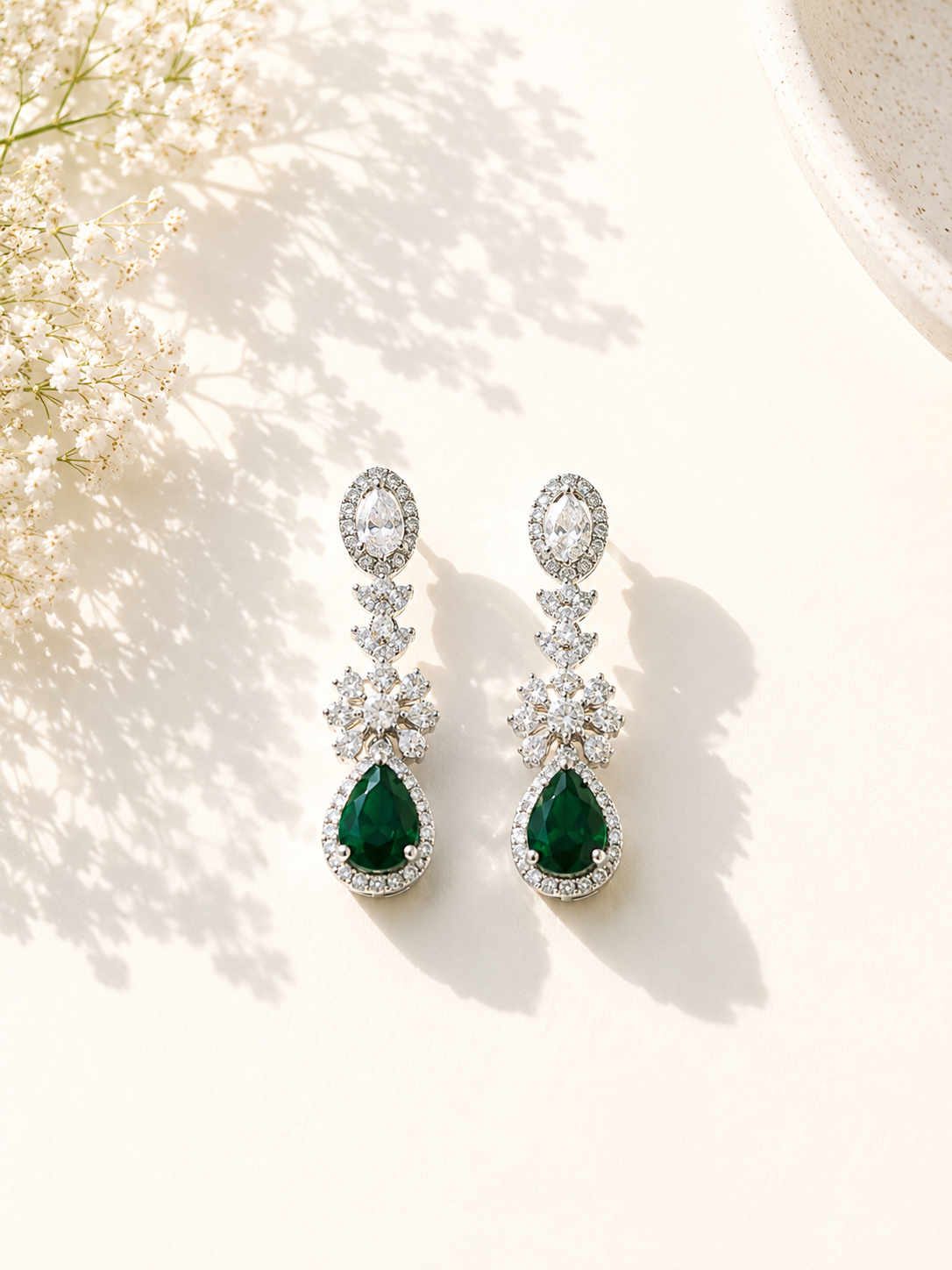 Emerald Teardrop Jewellery Set – Sparkling Regal Glam - necklace by Abdesigns Jewellery