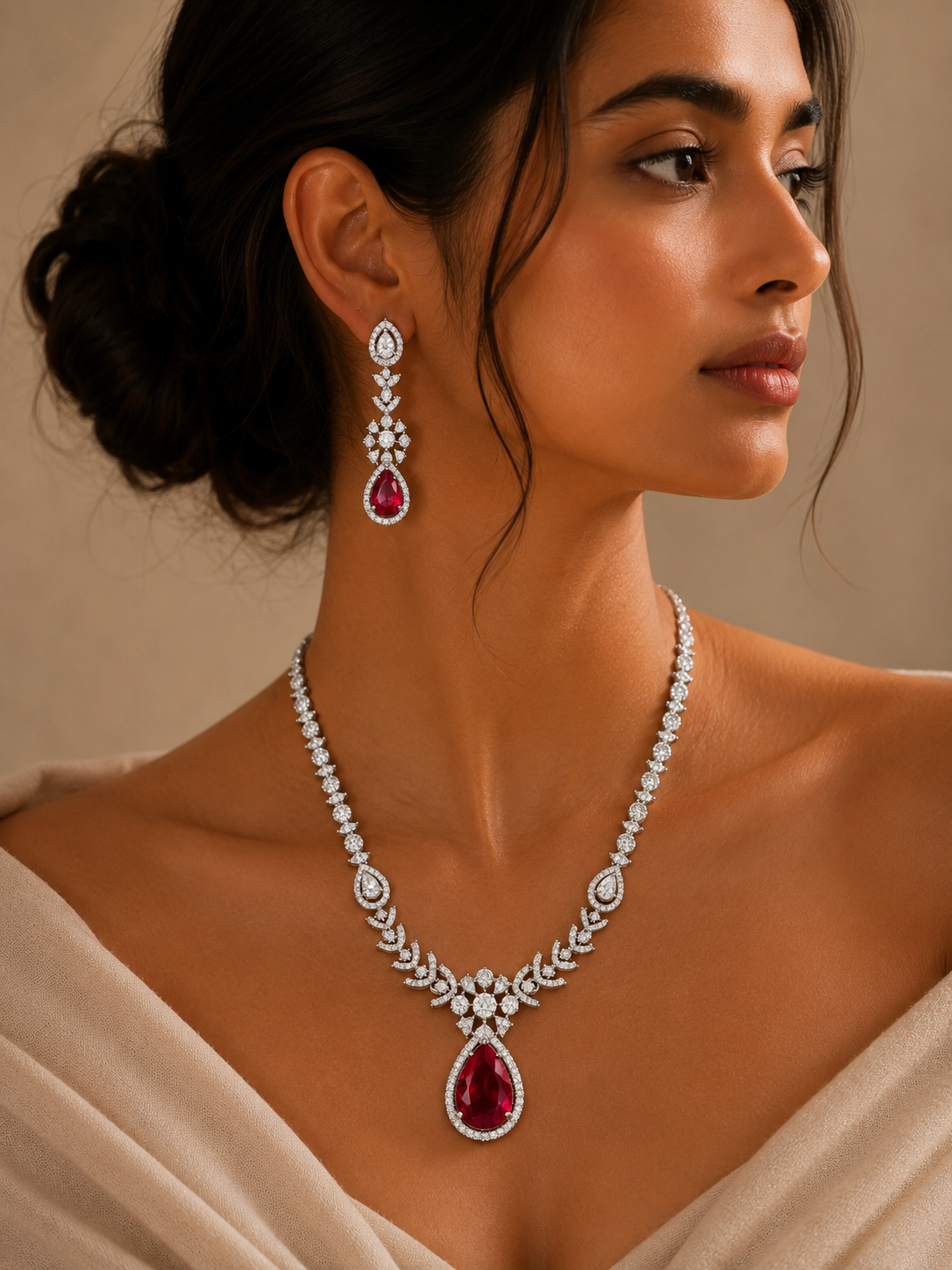 Emerald Teardrop Jewellery Set – Sparkling Regal Glam - necklace by Abdesigns Jewellery