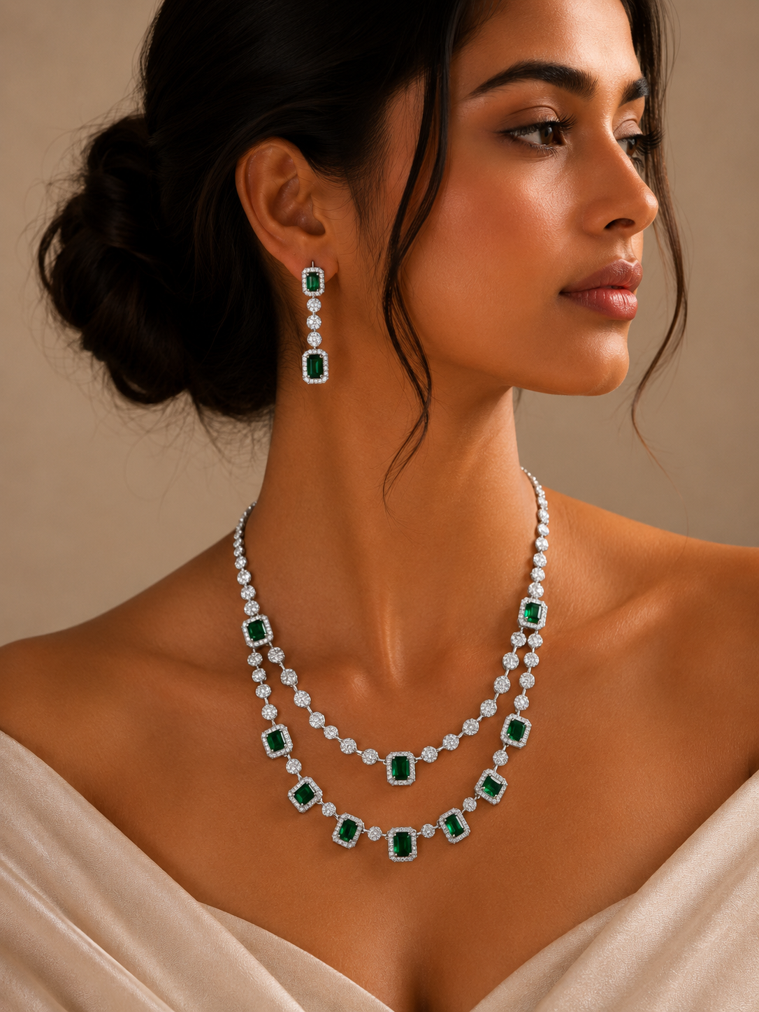 Double Layer Ruby Necklace Set – Stylish Festive Glam | Abdesigns