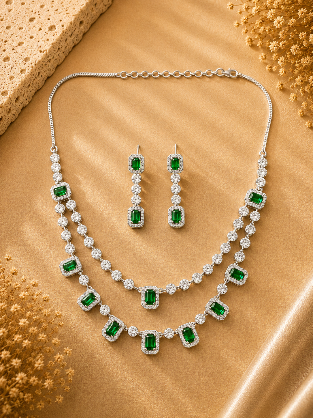 Double Layer Ruby Necklace Set – Stylish Festive Glam - necklace by Abdesigns Jewellery