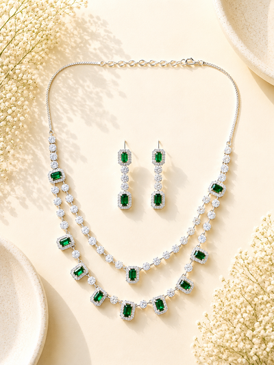 Double Layer Ruby Necklace Set – Stylish Festive Glam | Abdesigns