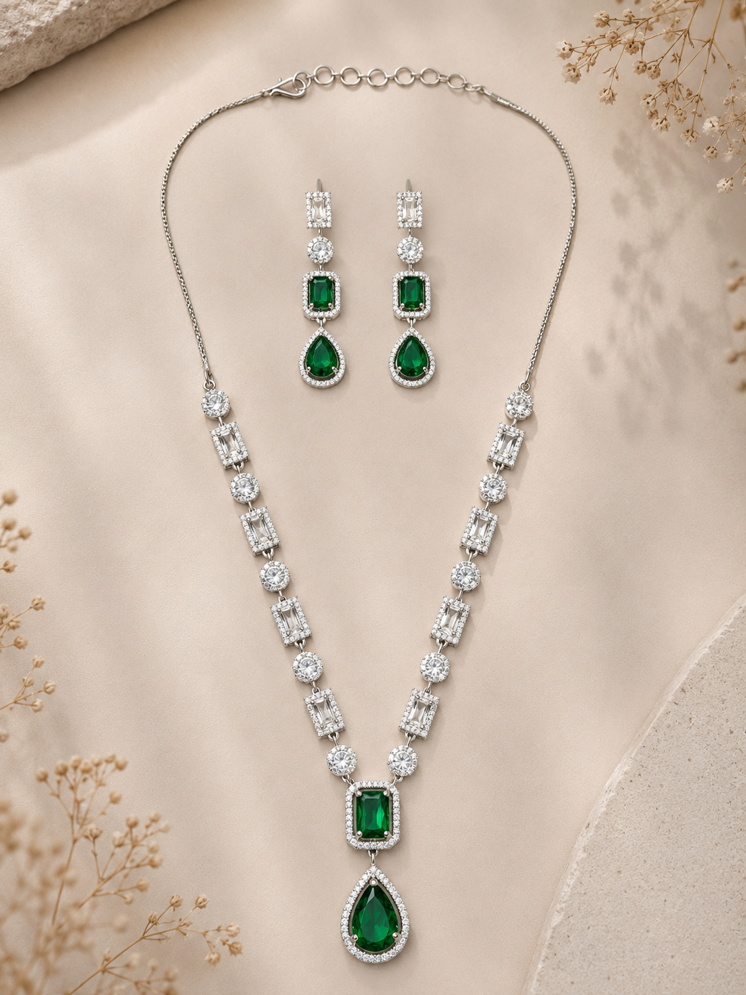 Emerald Crystal Jewellery Set – Premium Party Glam | Abdesigns