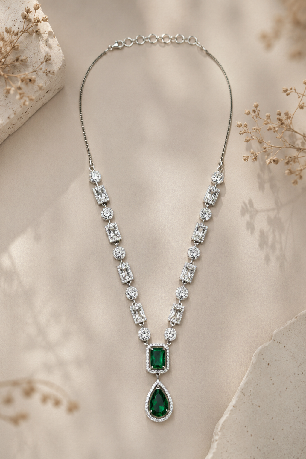 Emerald Crystal Jewellery Set – Premium Party Glam | Abdesigns