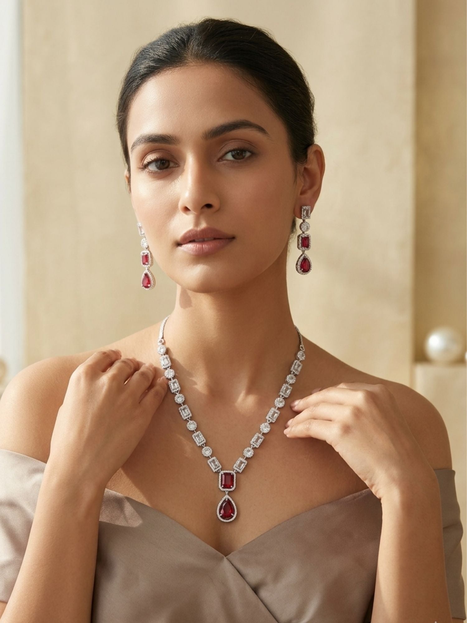 Emerald Crystal Jewellery Set – Premium Party Glam | Abdesigns