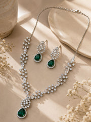 Modern Floral Emerald Jewellery Set – Elegant Party Glam | Abdesigns