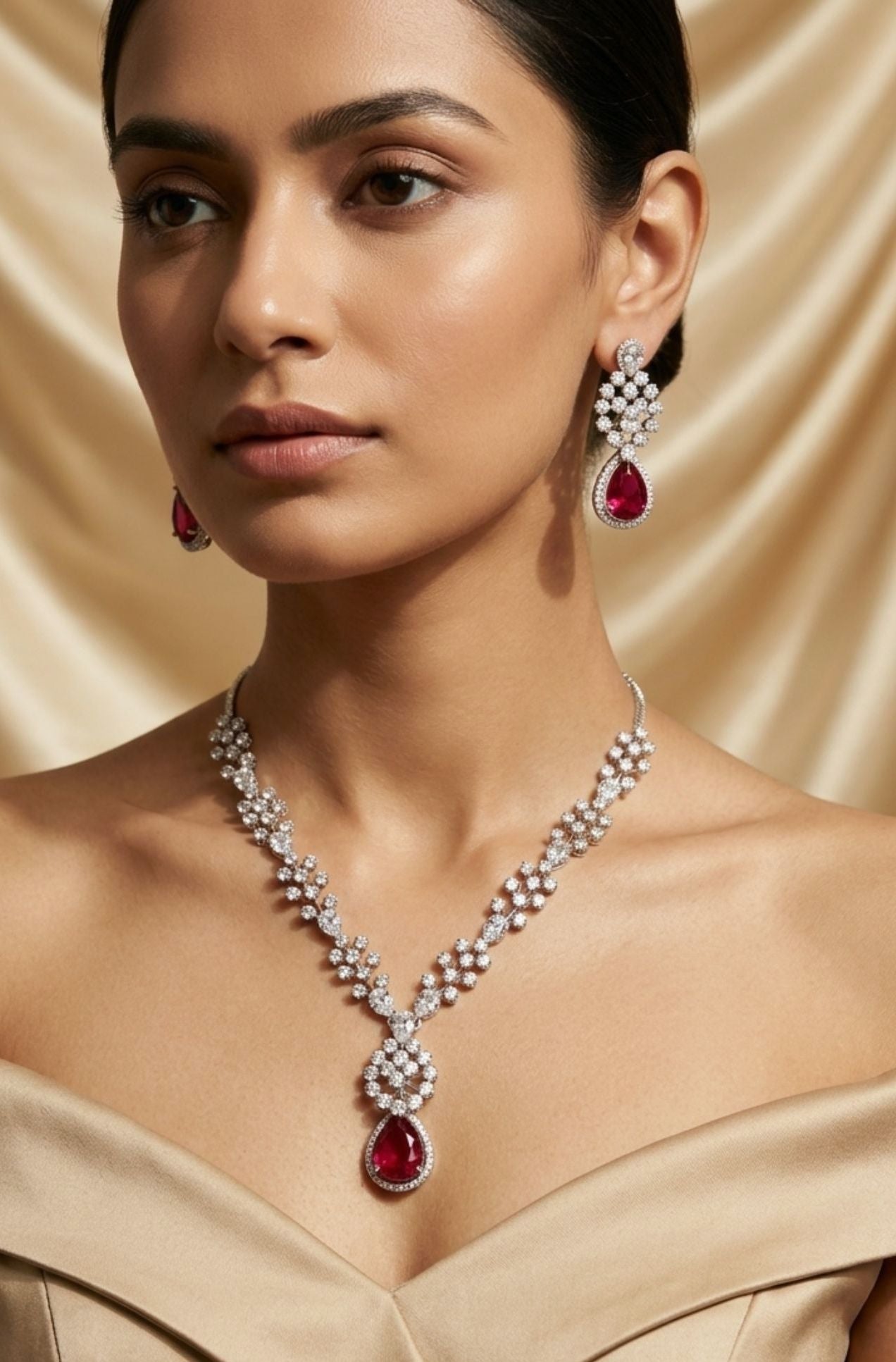 Modern Floral Emerald Jewellery Set – Elegant Party Glam | Abdesigns