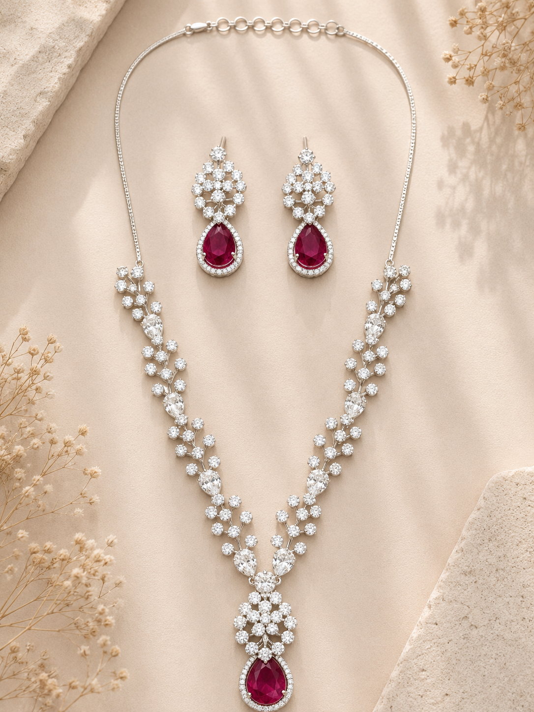 Modern Floral Emerald Jewellery Set – Elegant Party Glam | Abdesigns