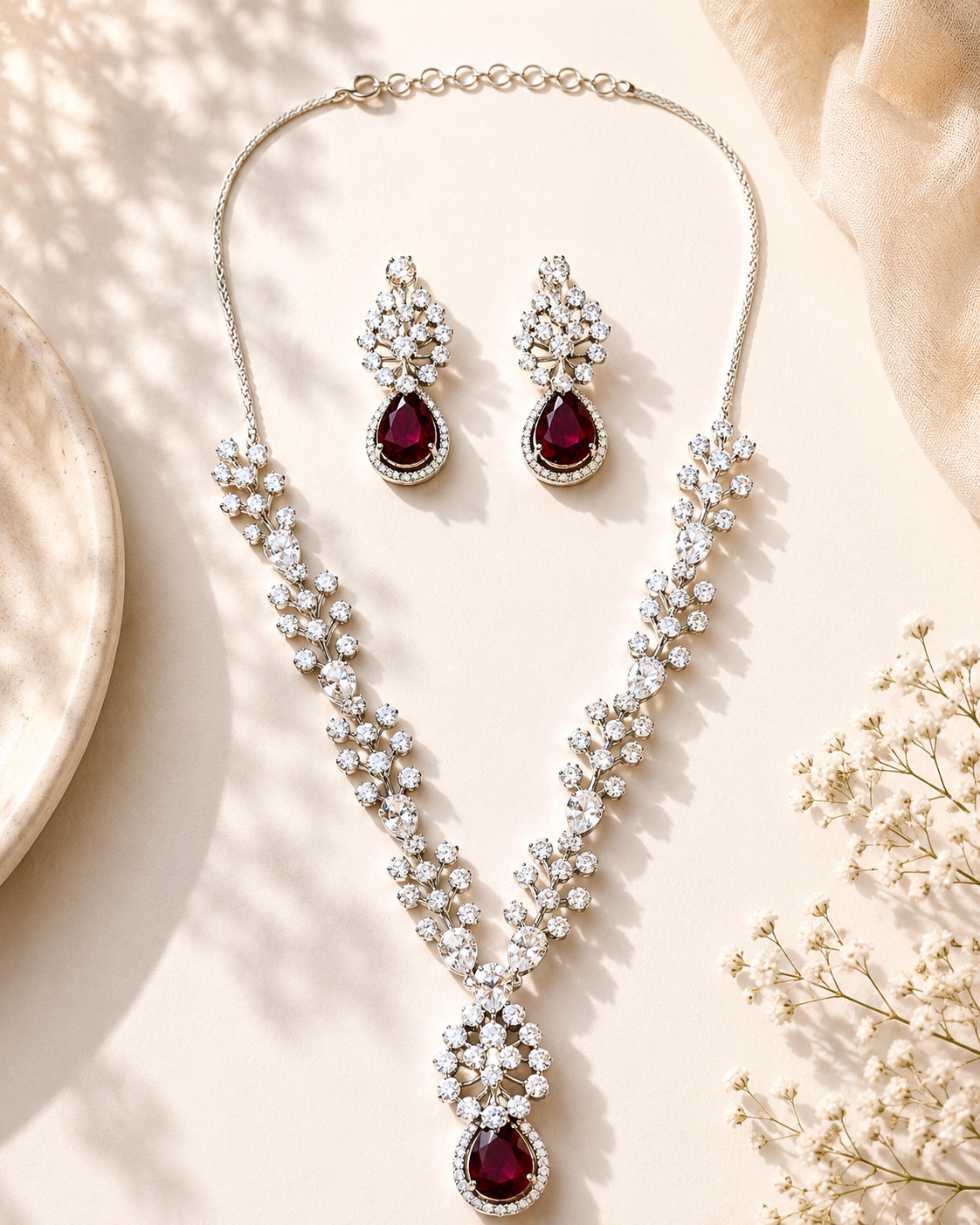 Modern Floral Emerald Jewellery Set – Elegant Party Glam | Abdesigns