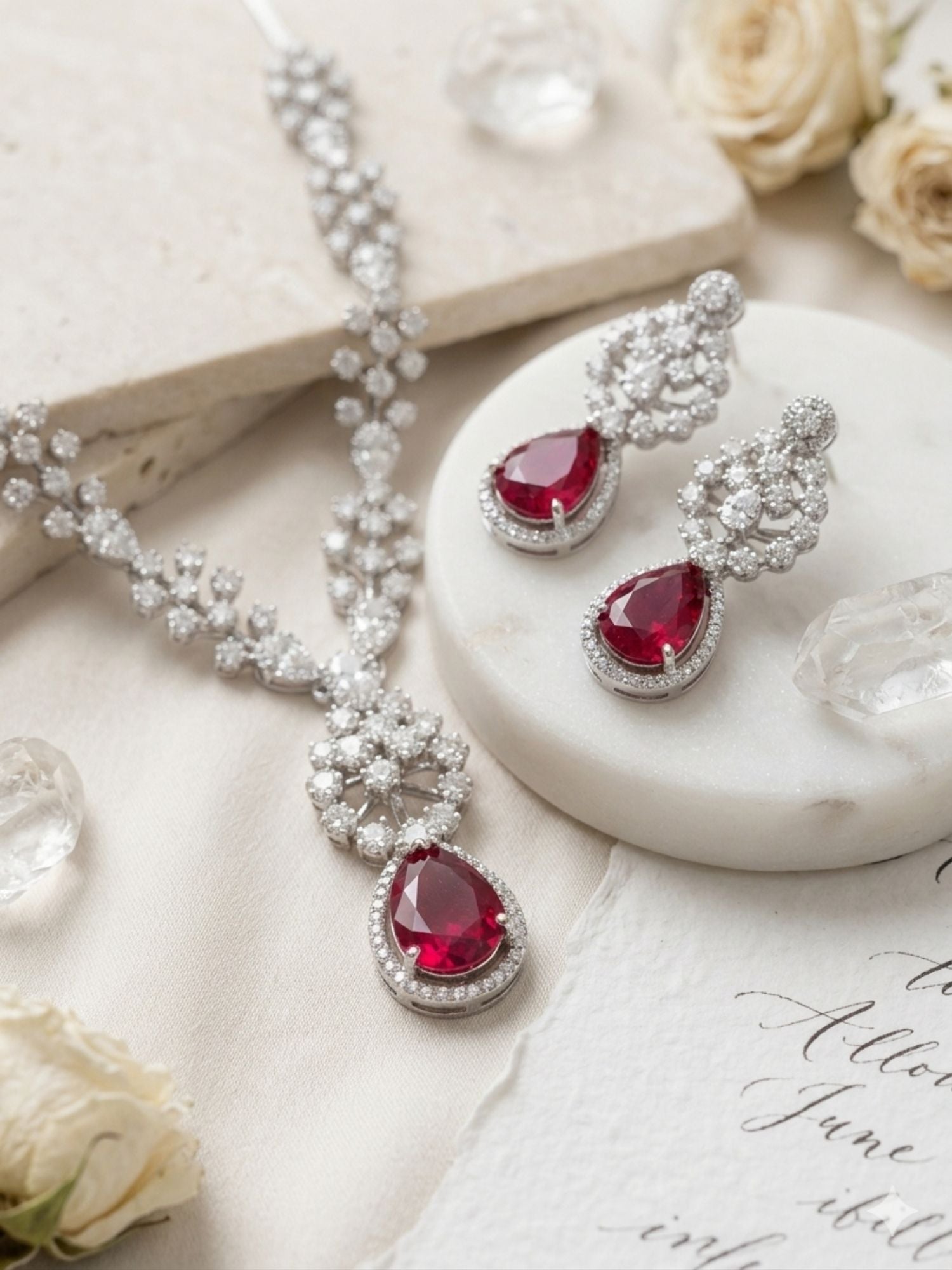 Modern Floral Emerald Jewellery Set – Elegant Party Glam | Abdesigns