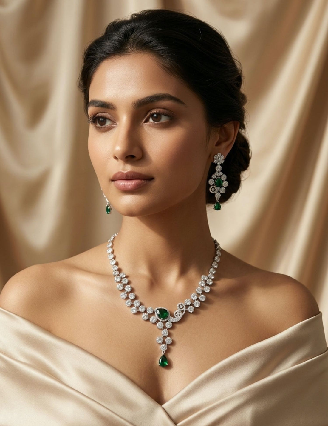 Red CZ Party Wear Jewellery Set – Designer Festive Glam | Abdesigns