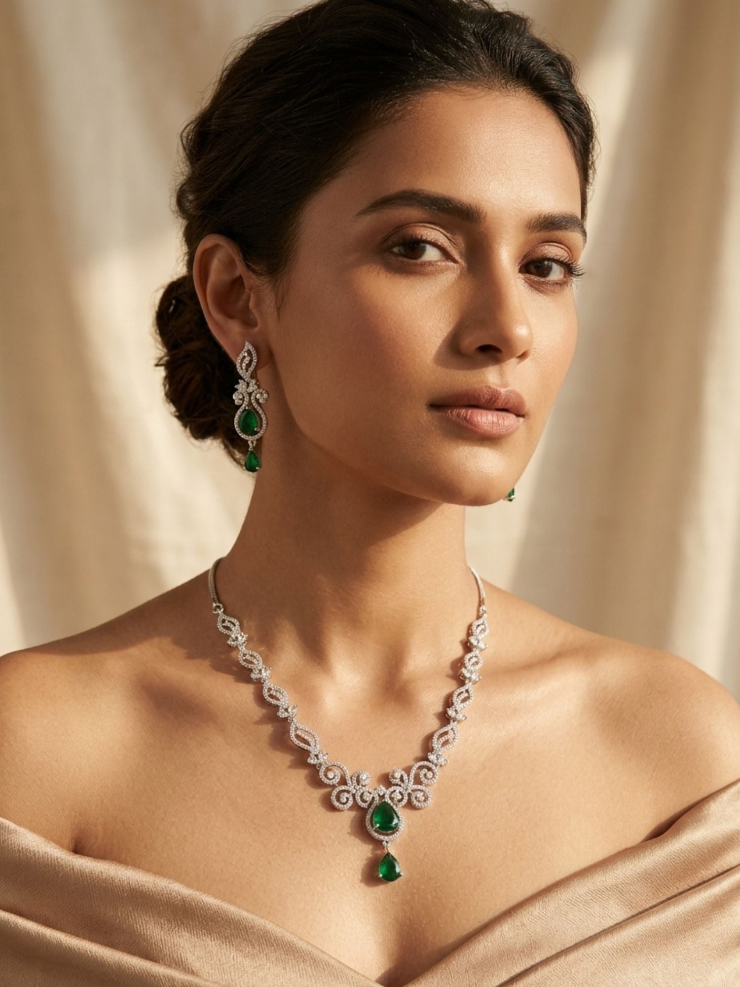 Luxury Ruby Swirl Necklace Set – Elegant Party Glam | Abdesigns