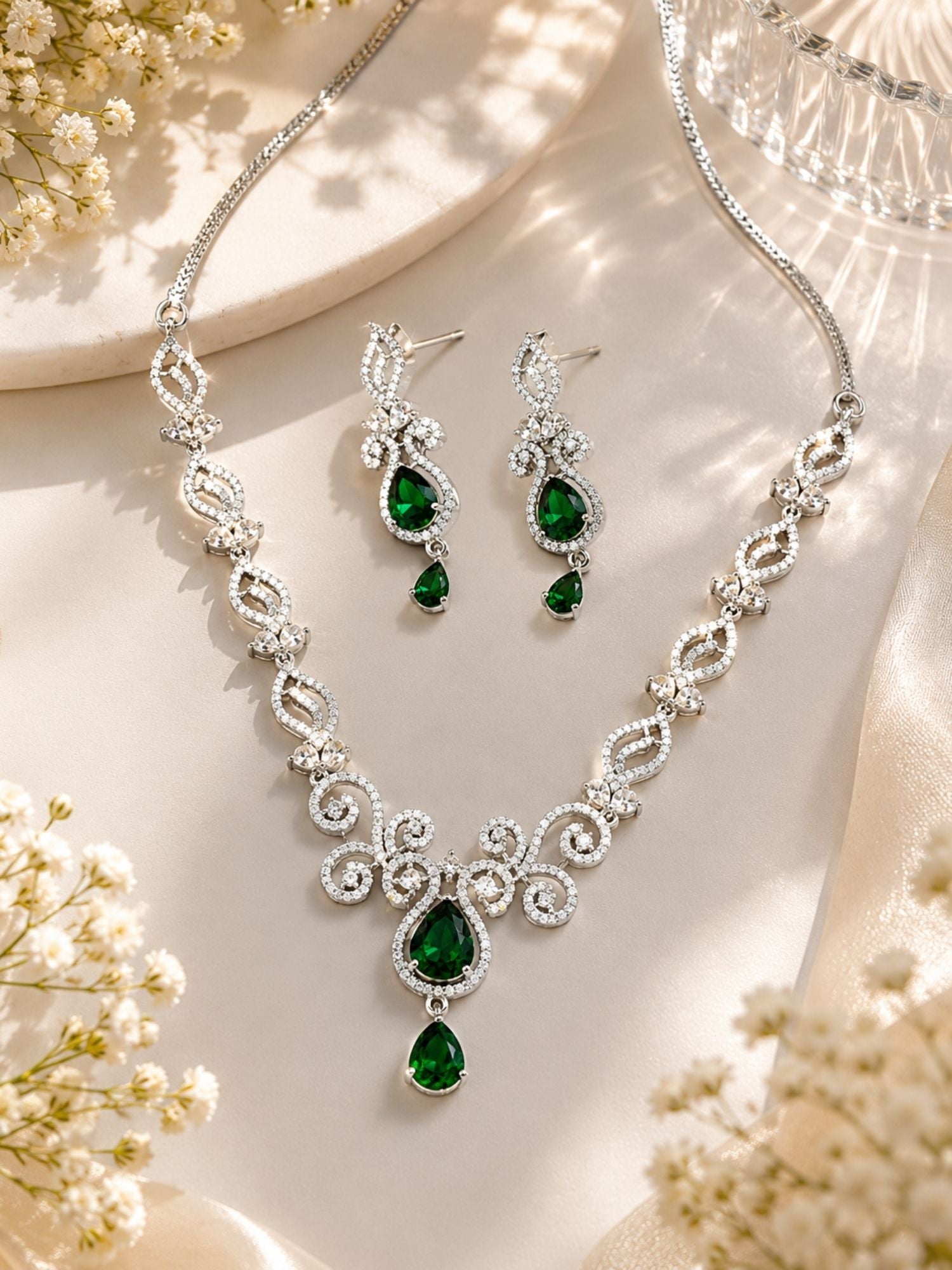 Luxury Ruby Swirl Necklace Set – Elegant Party Glam | Abdesigns