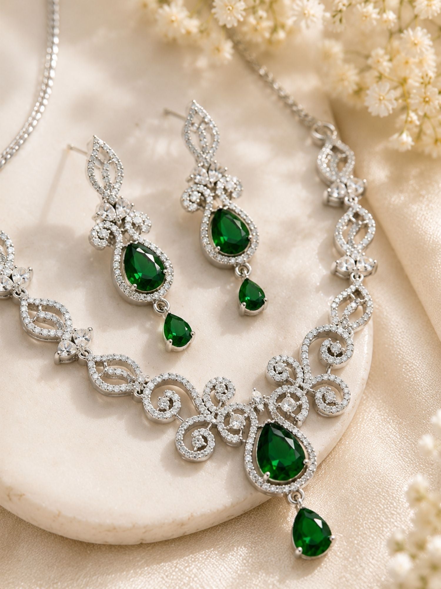 Luxury Ruby Swirl Necklace Set – Elegant Party Glam | Abdesigns