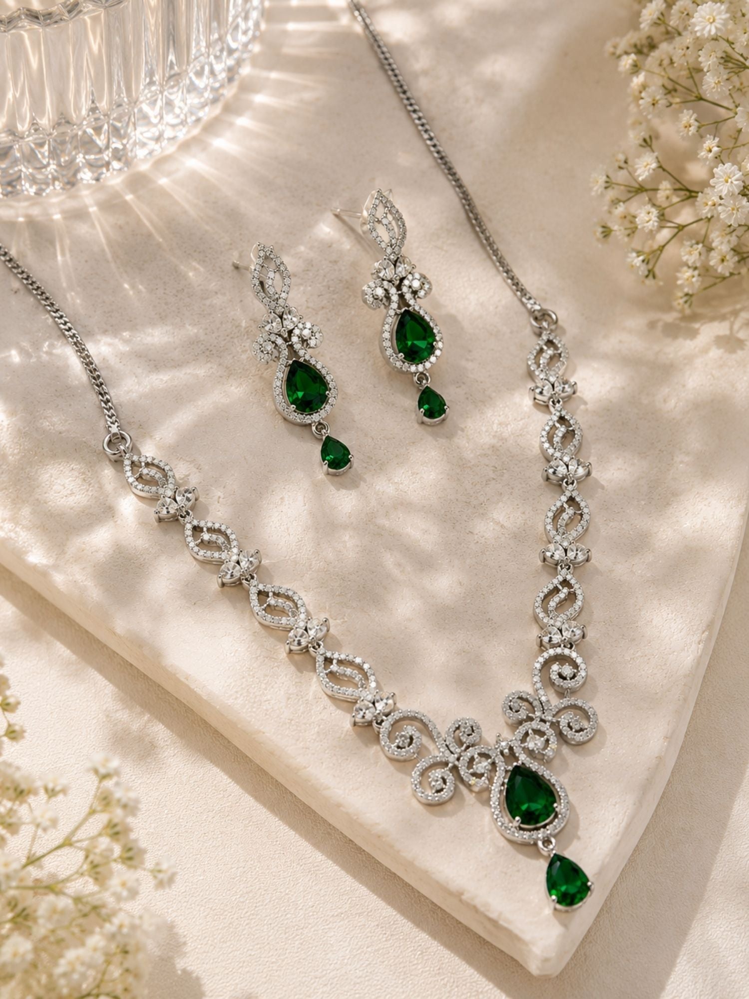 Luxury Ruby Swirl Necklace Set – Elegant Party Glam | Abdesigns