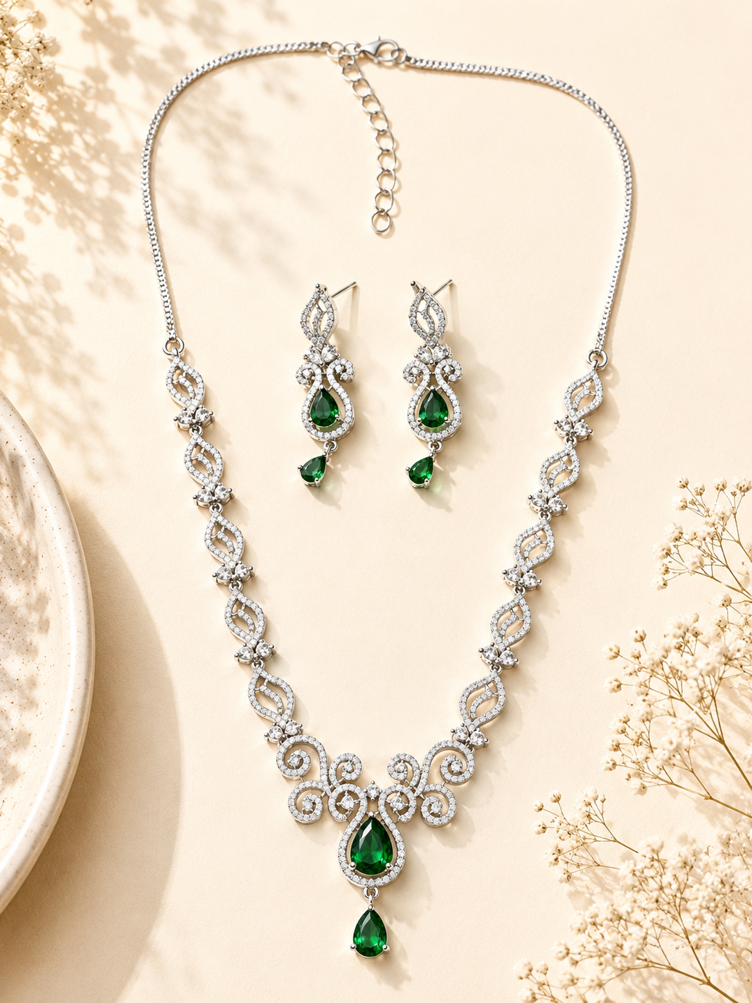 Luxury Ruby Swirl Necklace Set – Elegant Party Glam | Abdesigns