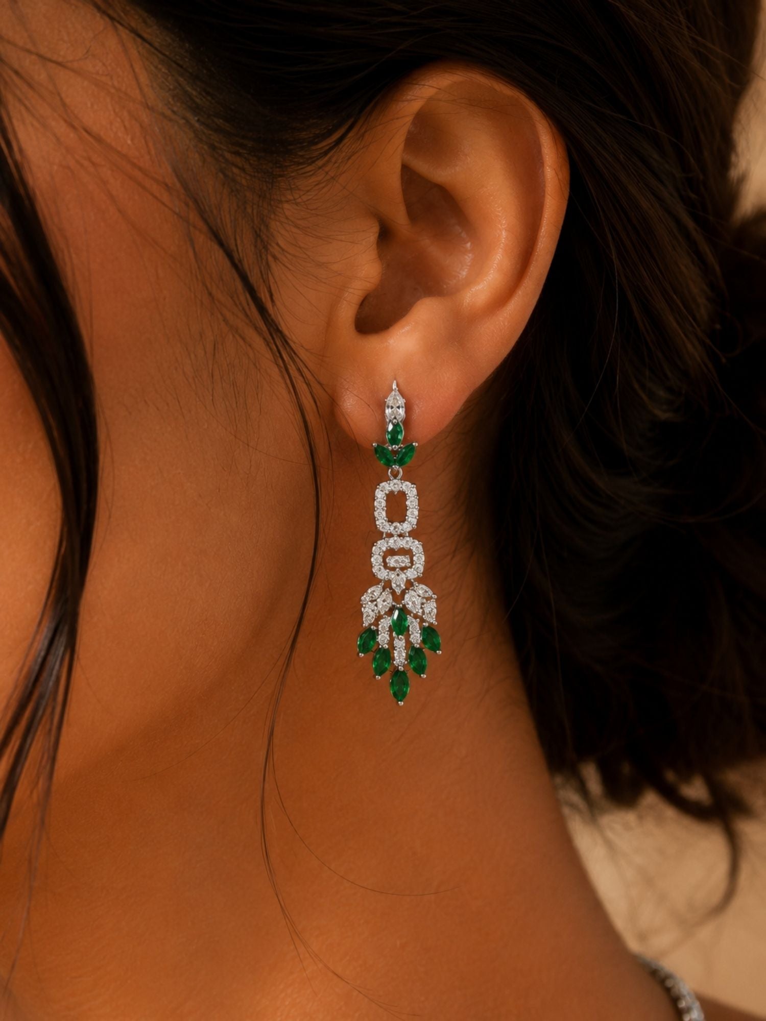 Premium Emerald Drop Necklace Set – Elegant Party Glam | Abdesigns