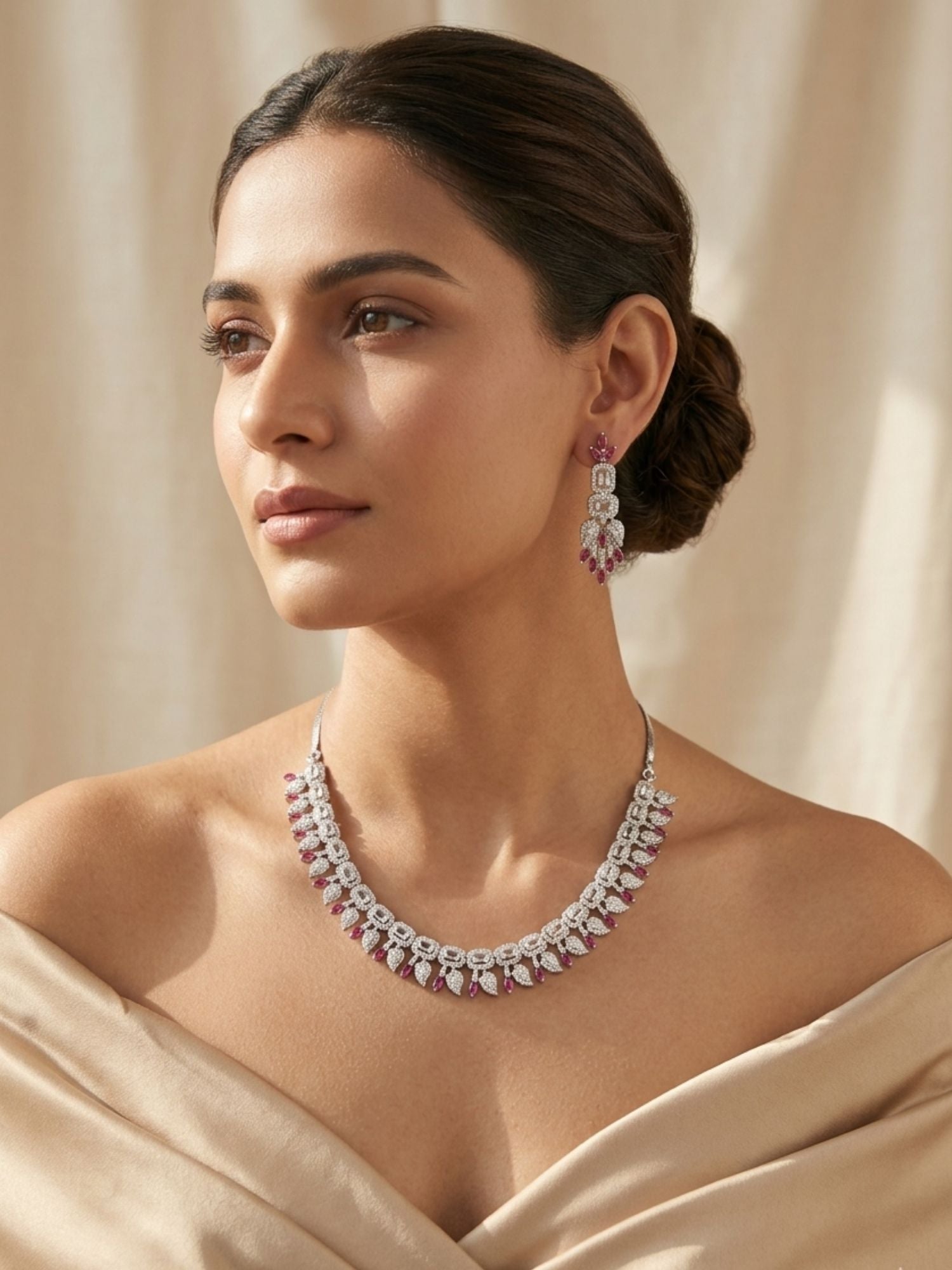 Premium Emerald Drop Necklace Set – Elegant Party Glam | Abdesigns