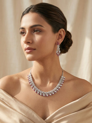 Premium Emerald Drop Necklace Set – Elegant Party Glam - necklace by Abdesigns Jewellery