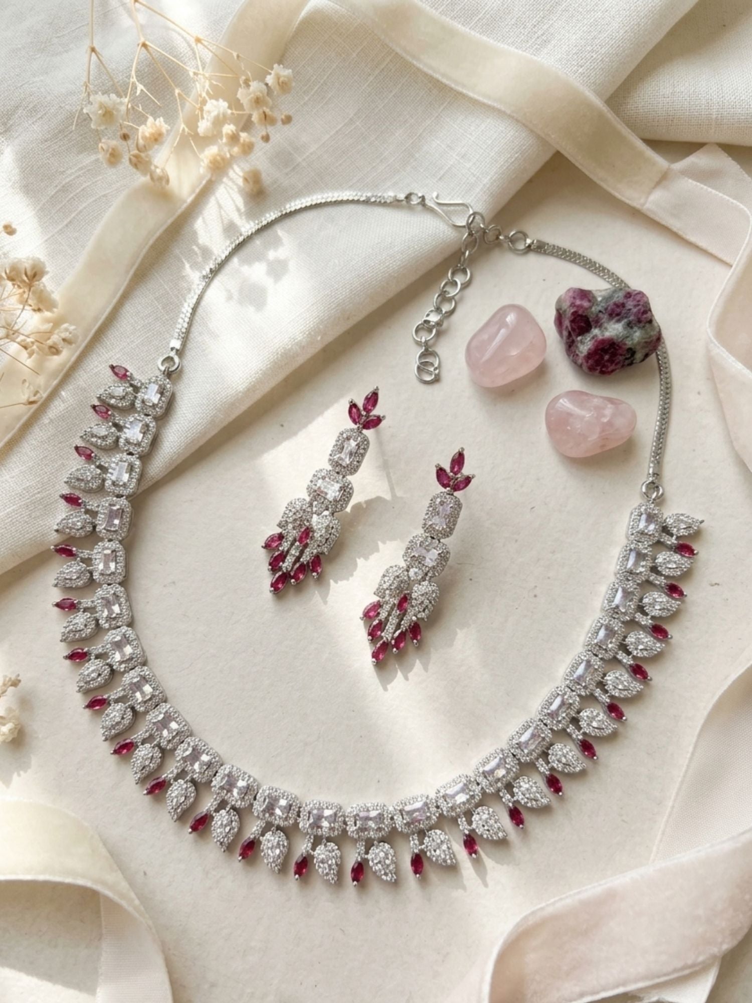 Premium Emerald Drop Necklace Set – Elegant Party Glam | Abdesigns