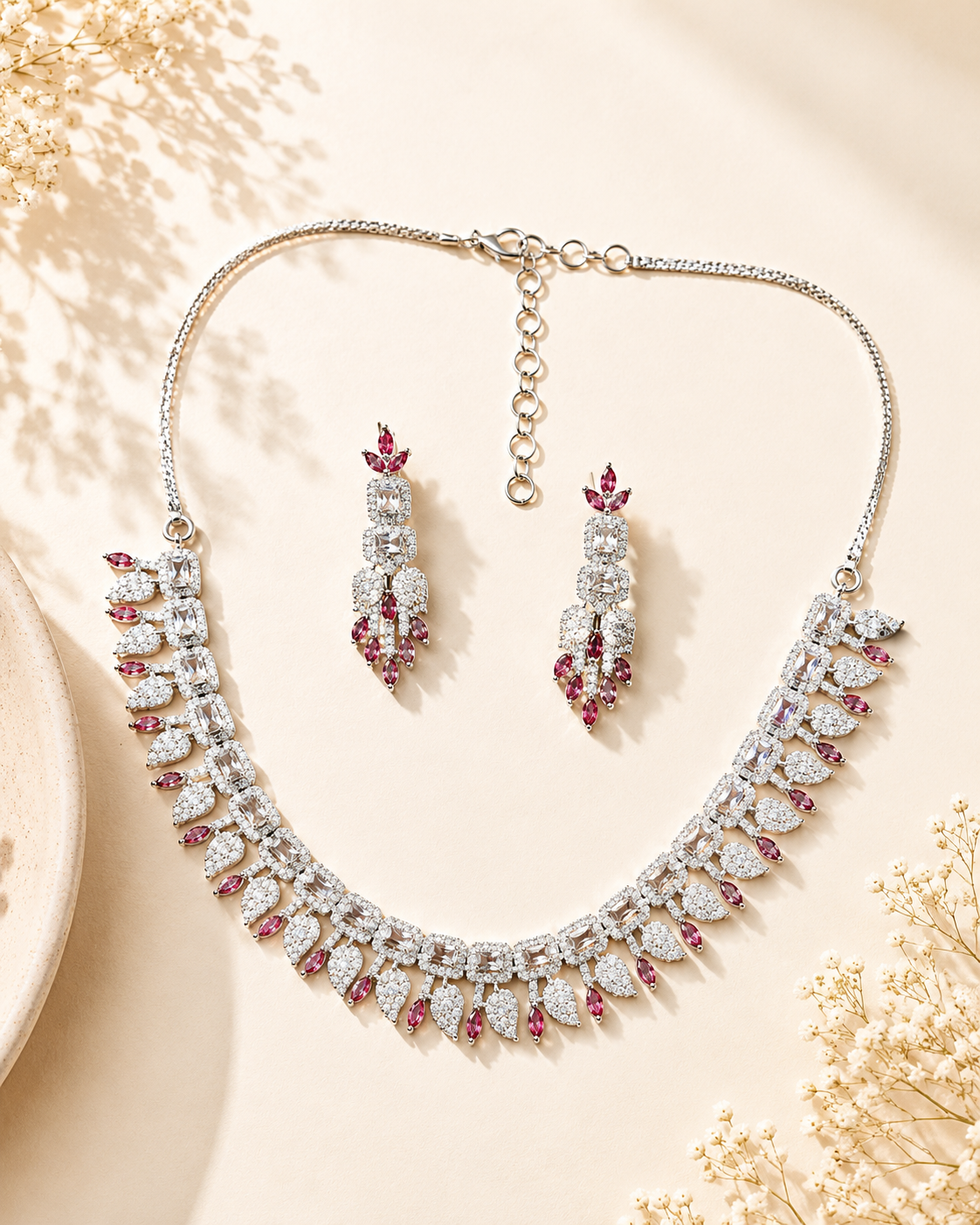 Premium Emerald Drop Necklace Set – Elegant Party Glam | Abdesigns