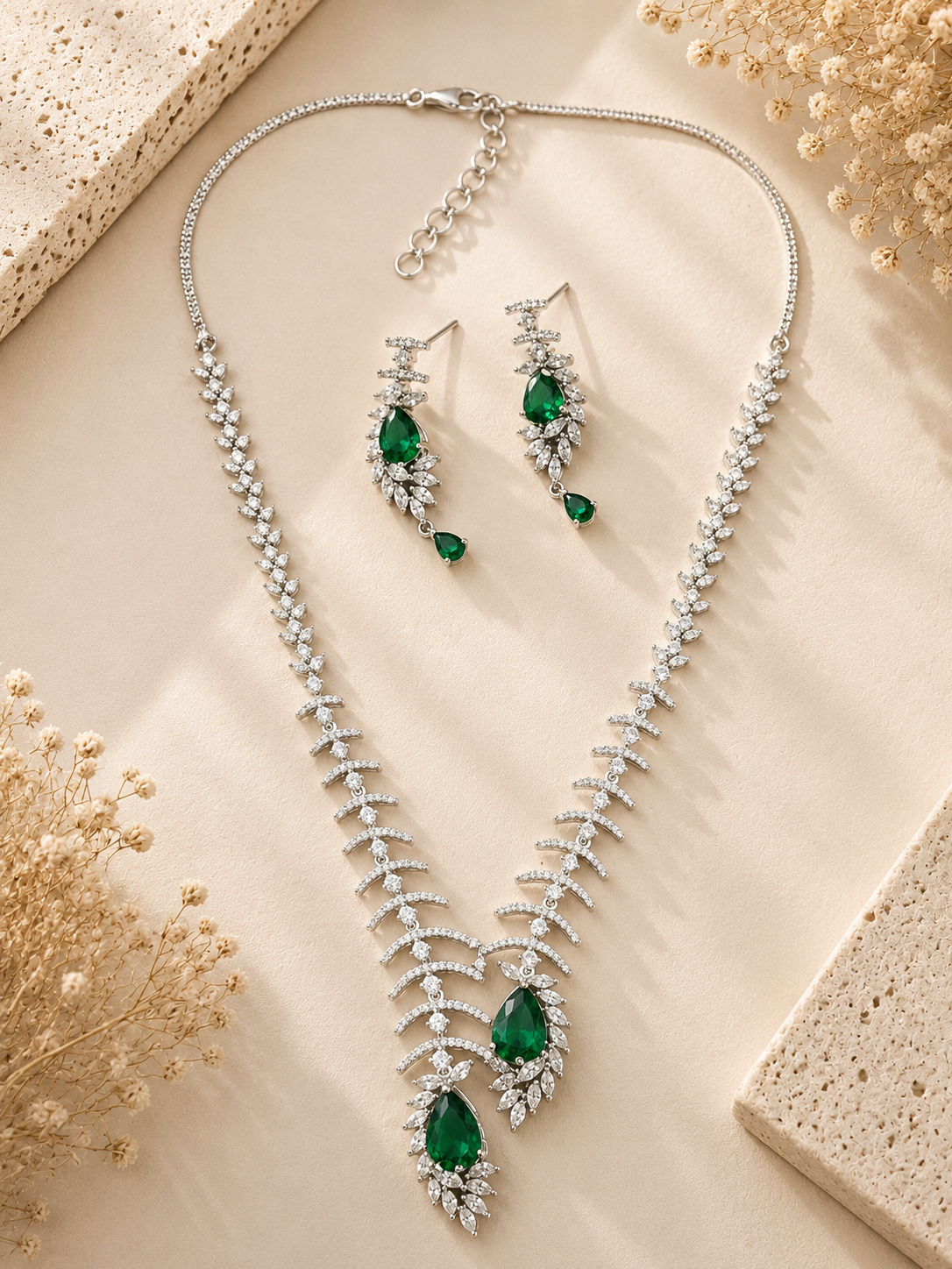 Red Teardrop Necklace Set – Sparkling Party Glam | Abdesigns