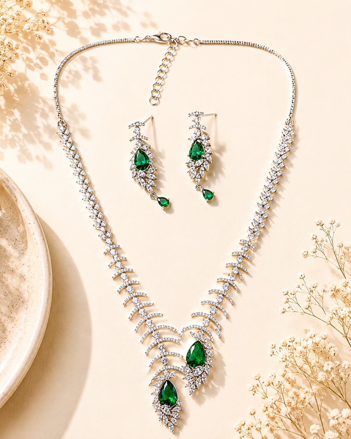 Red Teardrop Necklace Set – Sparkling Party Glam | Abdesigns