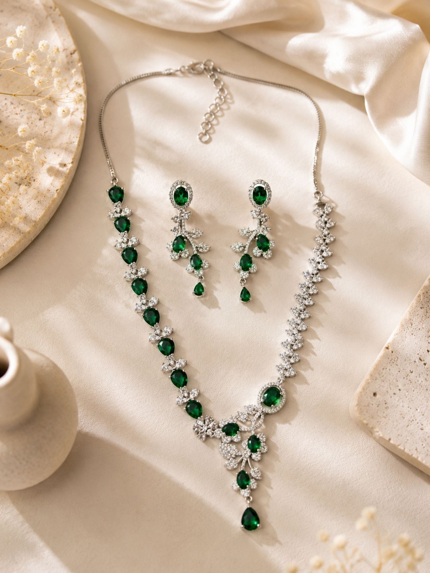 Royal Emerald Stone Jewellery Set – Statement Festive Glam | Abdesigns