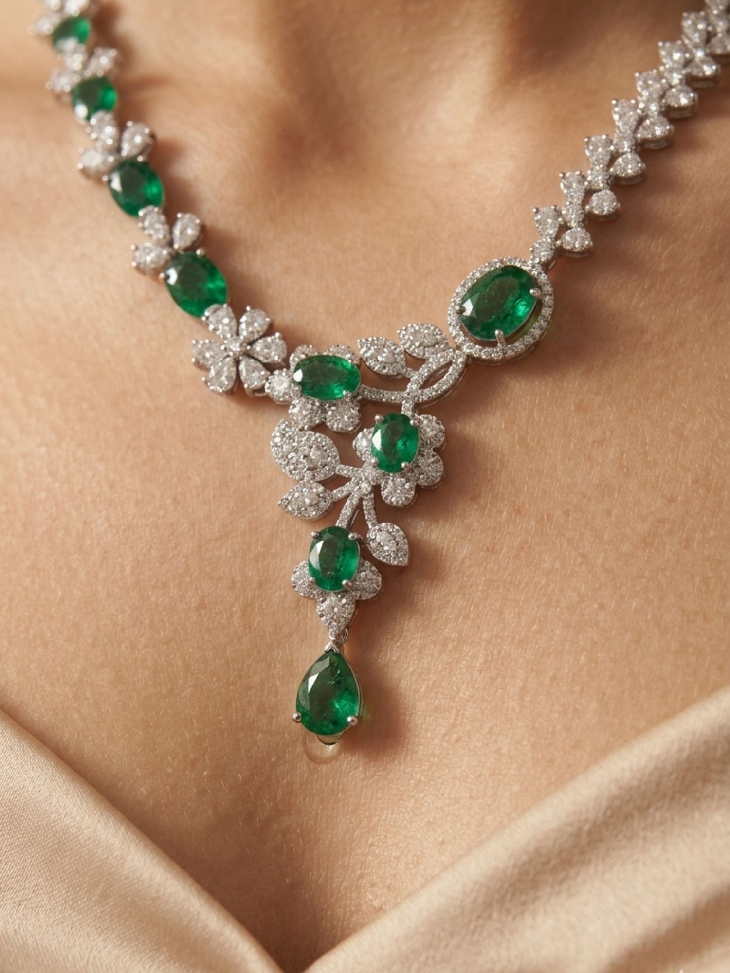 Royal Emerald Stone Jewellery Set – Statement Festive Glam | Abdesigns