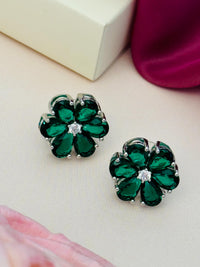 Thumbnail for Cute Flower Crystal Silver Stud Earrings