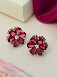Thumbnail for Cute Flower Crystal Silver Stud Earrings