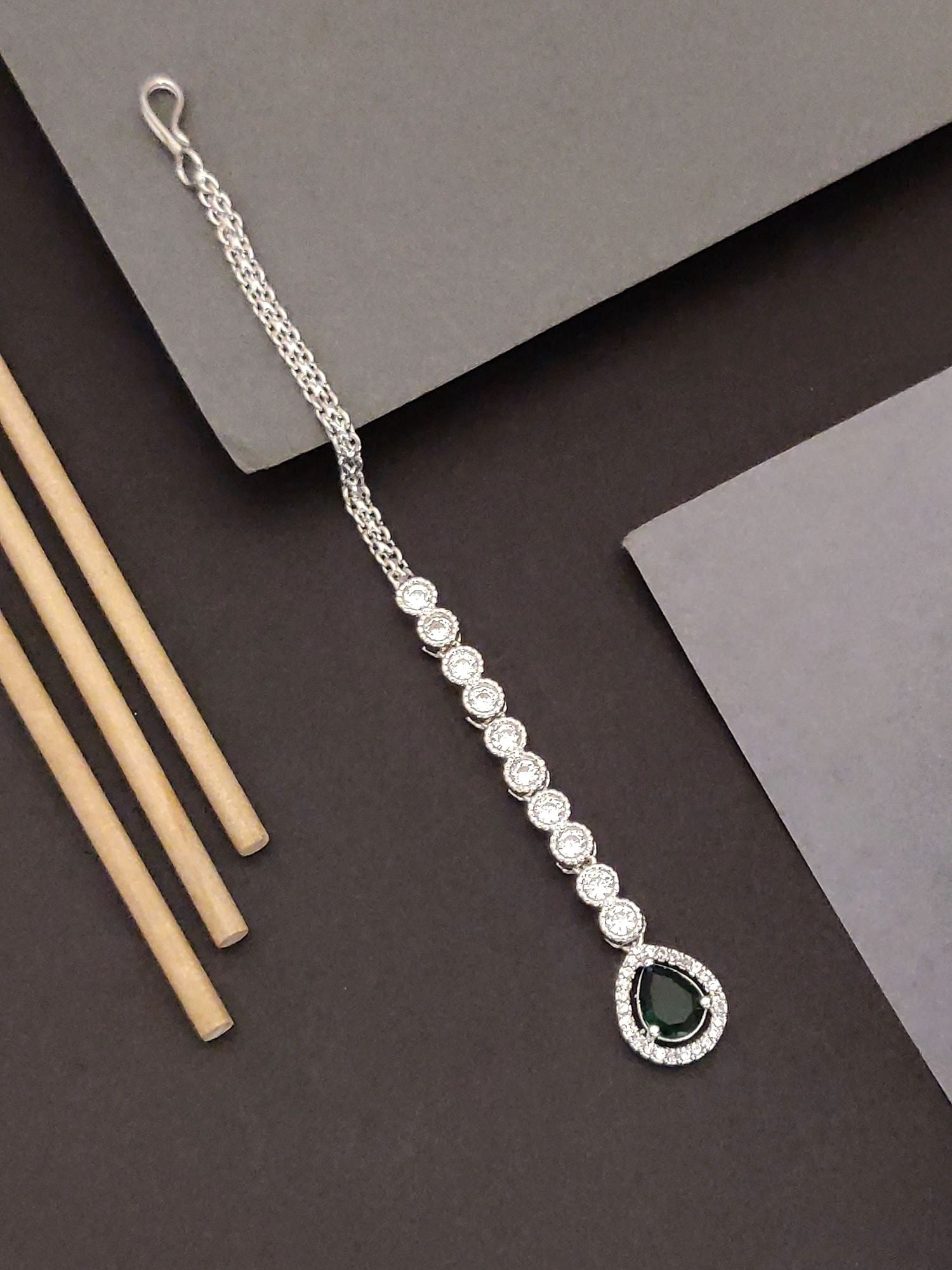 Abdesigns Silver Plated Teardrop Maangtikka