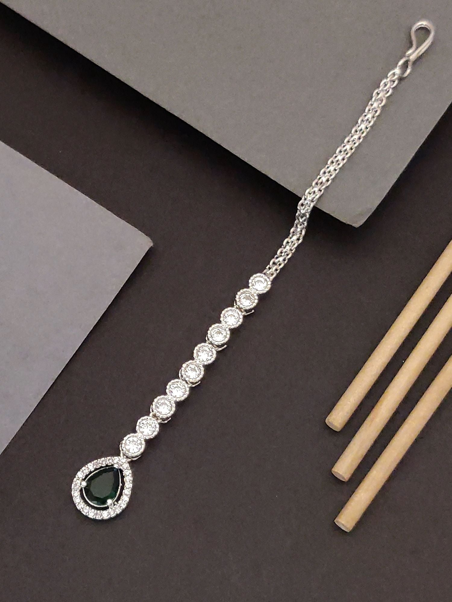 Abdesigns Silver Plated Teardrop Maangtikka