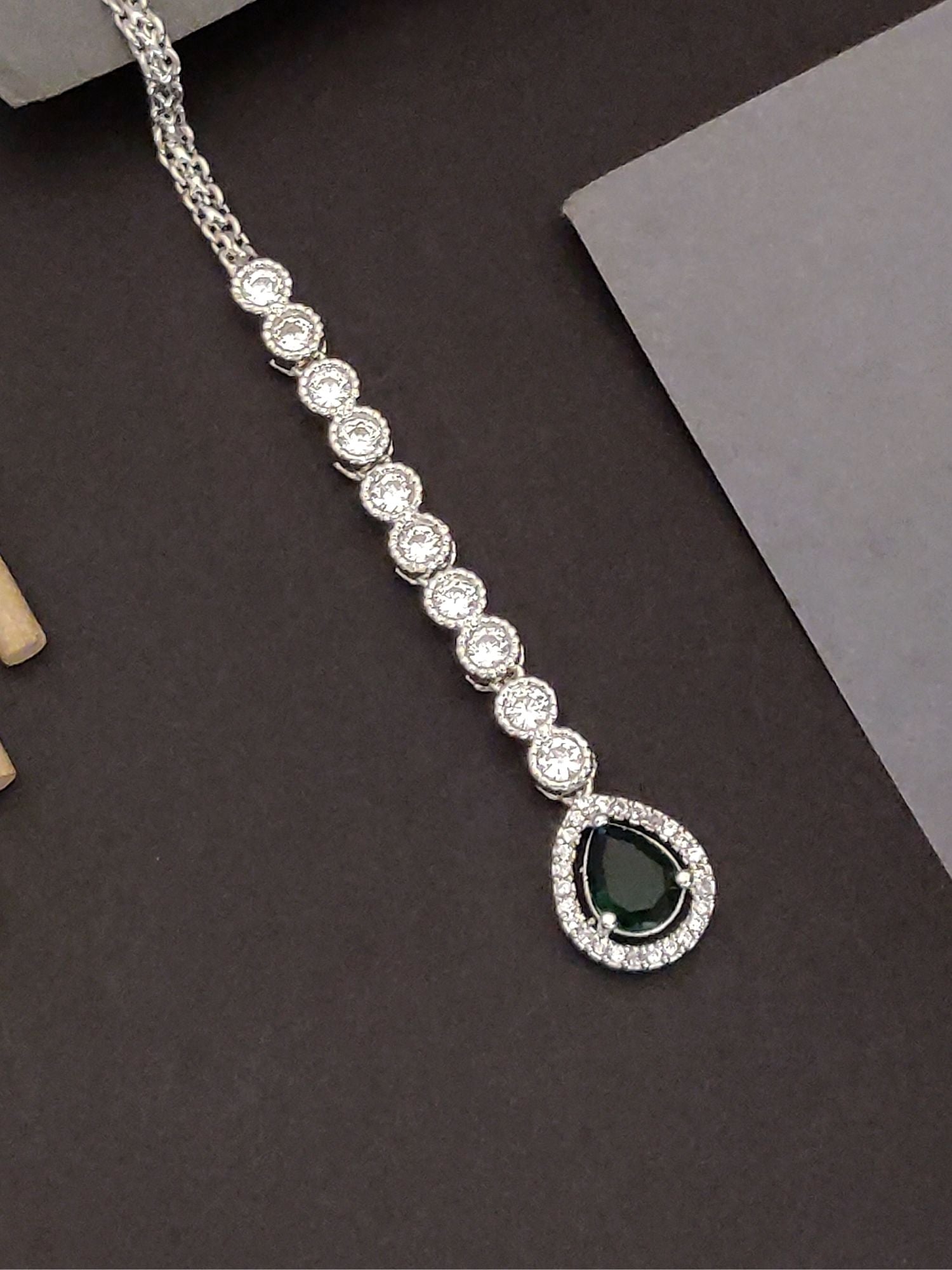 Abdesigns Silver Plated Teardrop Maangtikka