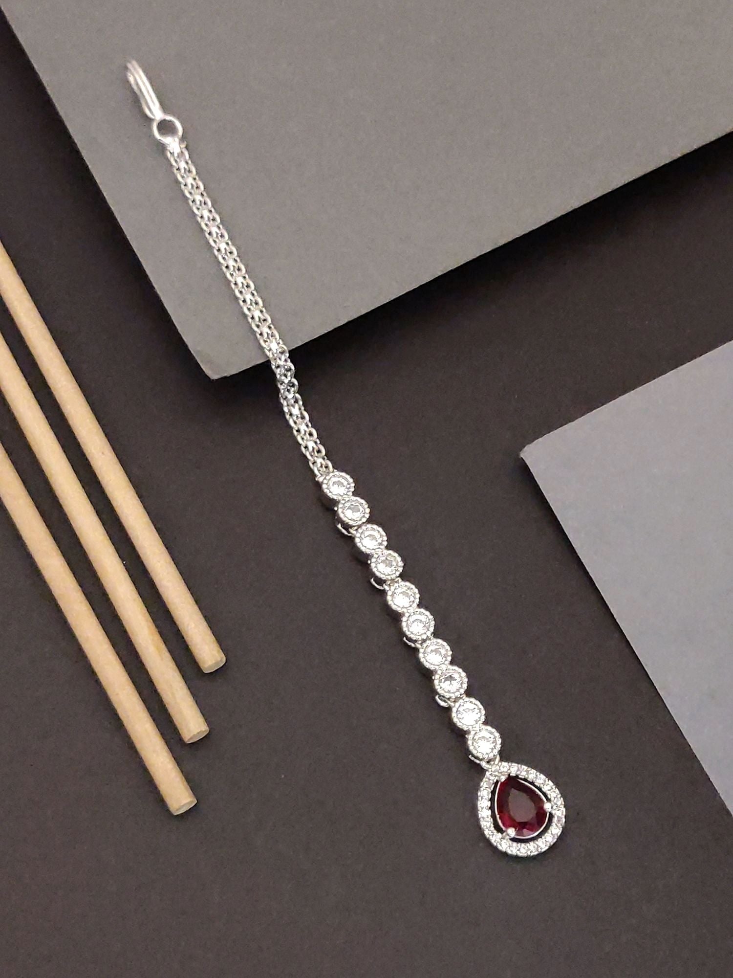 Abdesigns Silver Plated Teardrop Maangtikka