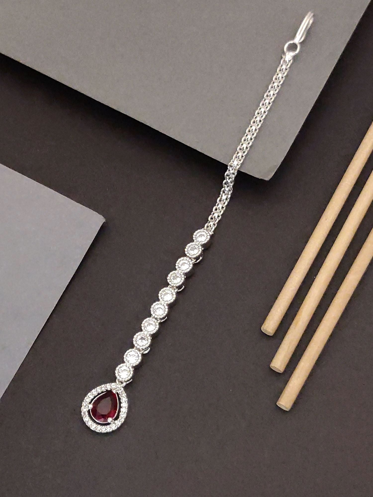 Abdesigns Silver Plated Teardrop Maangtikka