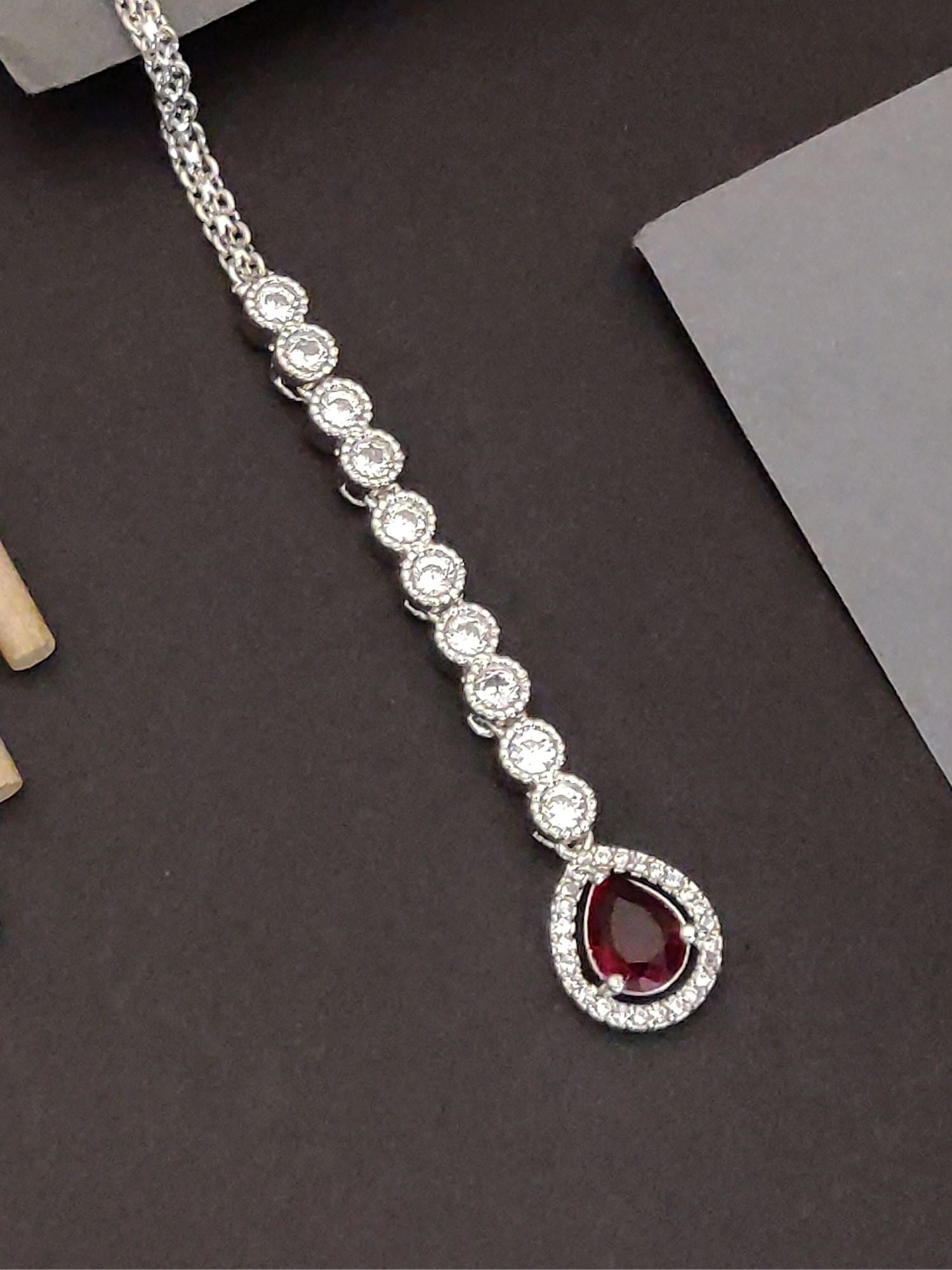 Abdesigns Silver Plated Teardrop Maangtikka